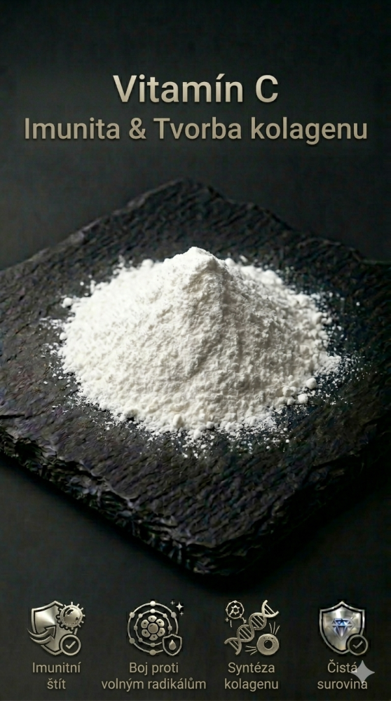 Vyobrazení vitamínu c na břidlicové desce jako ukázka základního vitamínu